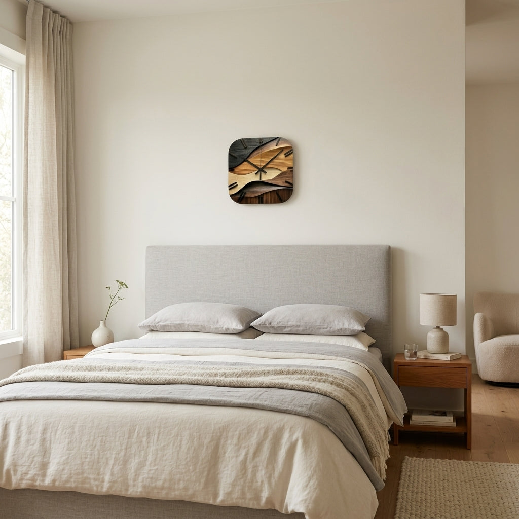 2D Square Nordic Minimalist Round Wall Clock – Silent Sweep Quartz
