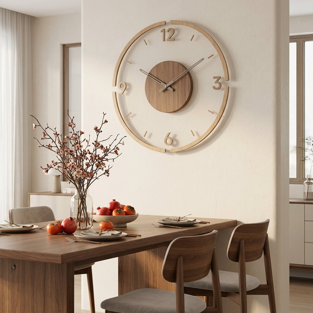 Nordic Minimalist Solid Wood Wall Clock For Living Room