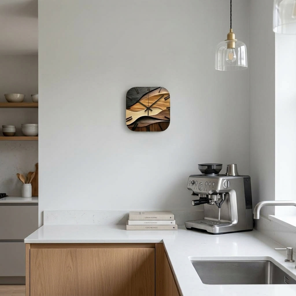 2D Square Nordic Minimalist Round Wall Clock – Silent Sweep Quartz