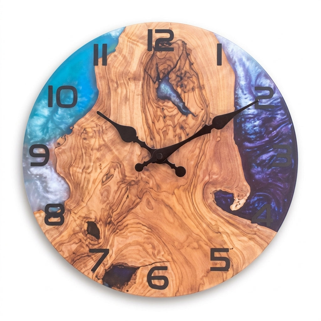 Artistic Mountain Strait Wooden Wall Clock – Silent Quartz