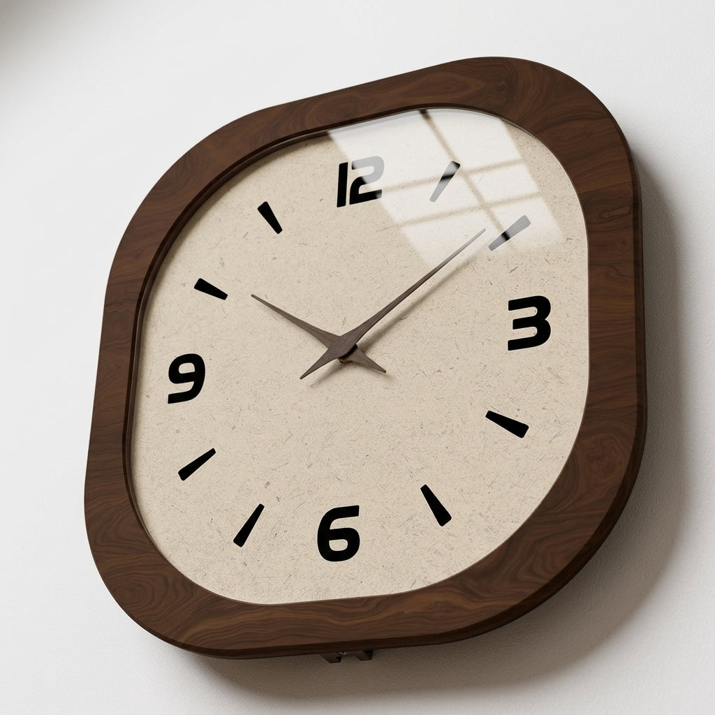 French Retro Cream Wooden Wall Clock – Silent Quartz Square Decor