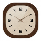 French Retro Cream Wooden Wall Clock – Silent Quartz Square Decor