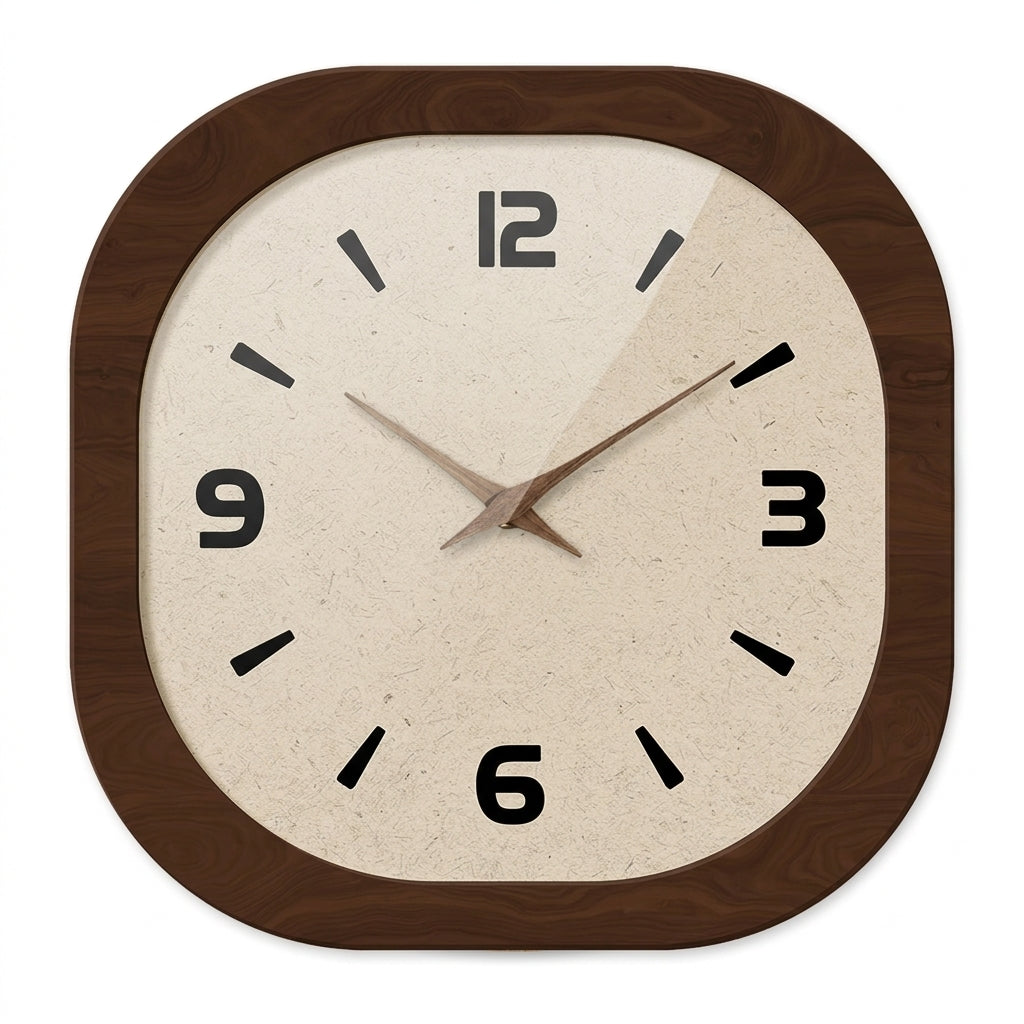 French Retro Cream Wooden Wall Clock – Silent Quartz Square Decor