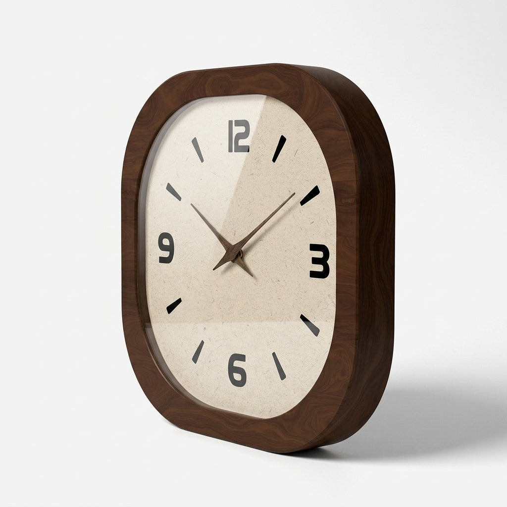 French Retro Cream Wooden Wall Clock – Silent Quartz Square Decor
