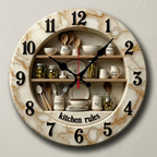 2D Flat Kitchen Wooden Wall Clock