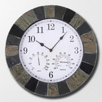 Slate Effect Resin Garden Wall Clock - Antique