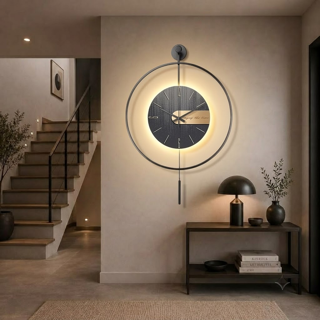 Metal Art Design Wall Clocks - LED Light