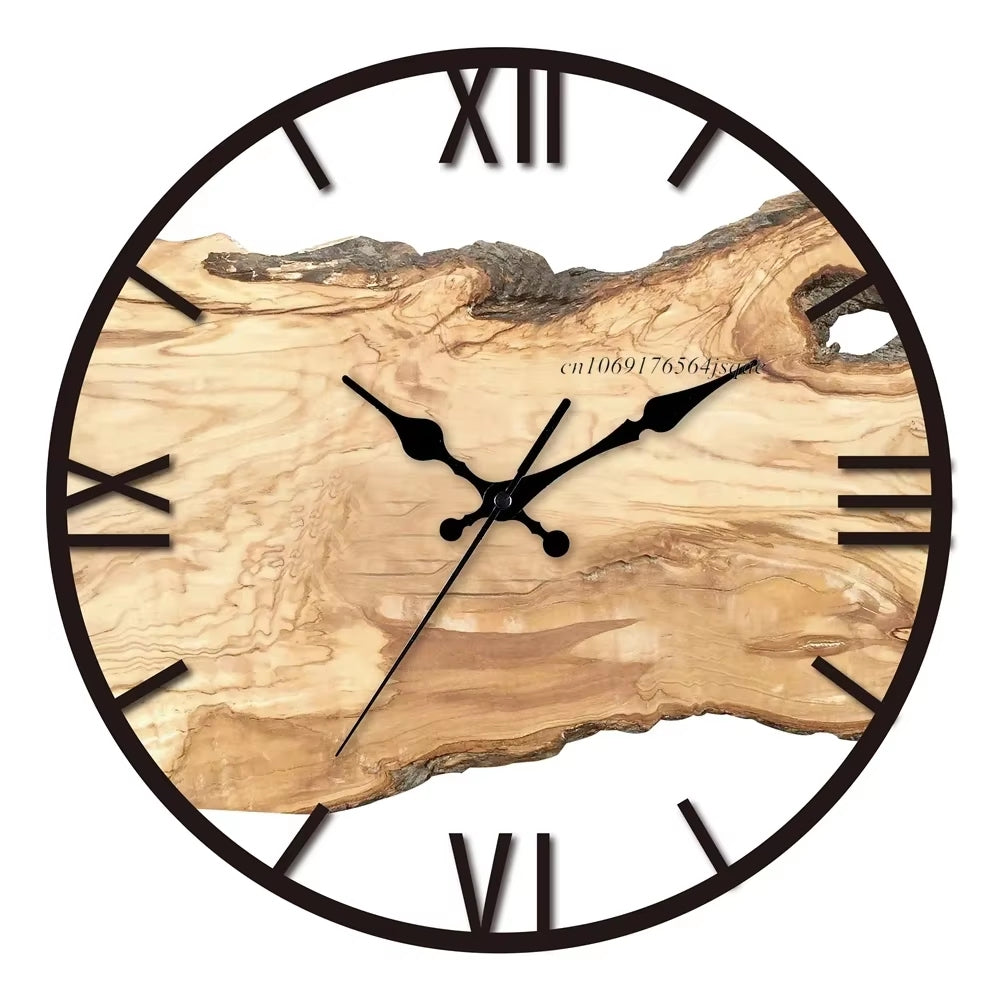 Modern Minimalist Acrylic Wood Grain Wall Clock