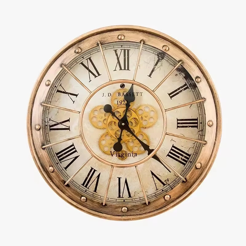 American Vintage Gear Metal Wall Clock - Antique
