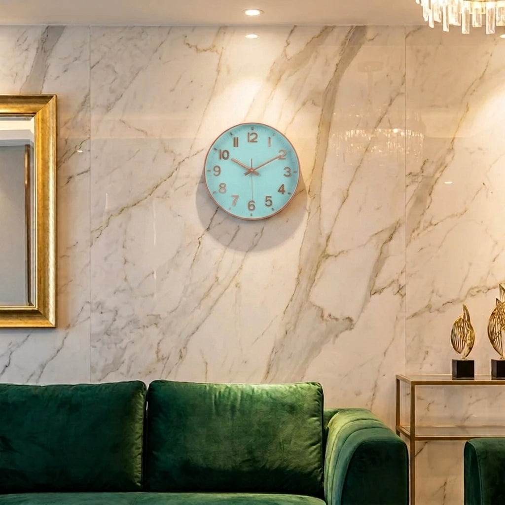 Clock For Living Room Wall Silent Quartz Round