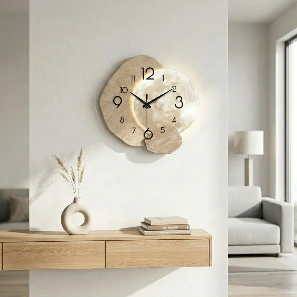 Modern Clock For Living Room Wall Moon Design Silent