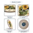 Vintage Sunflower Kitchen Wooden Wall Clock