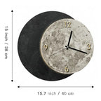 Modern Living Room Wall Clock Black Moon Design Silent