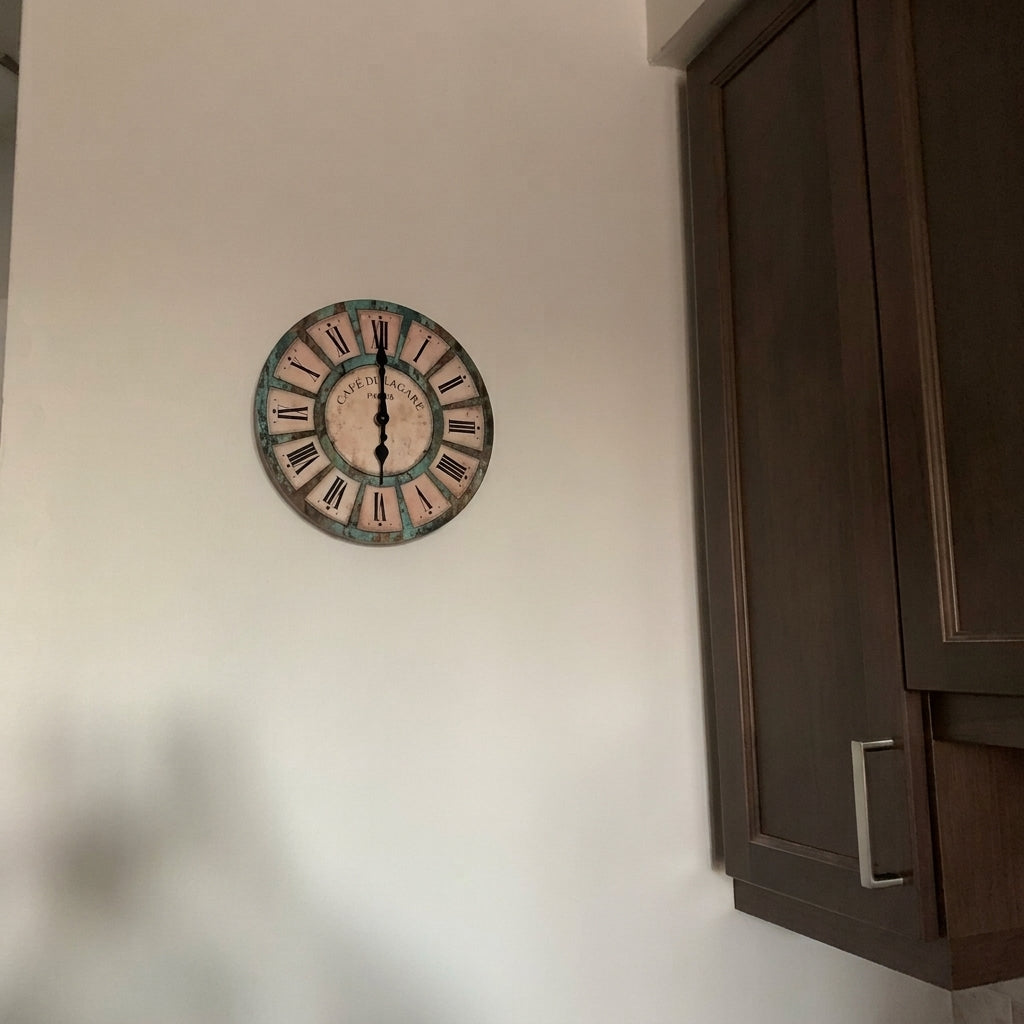 Vintage Wooden Wall Clock, Silent Quartz