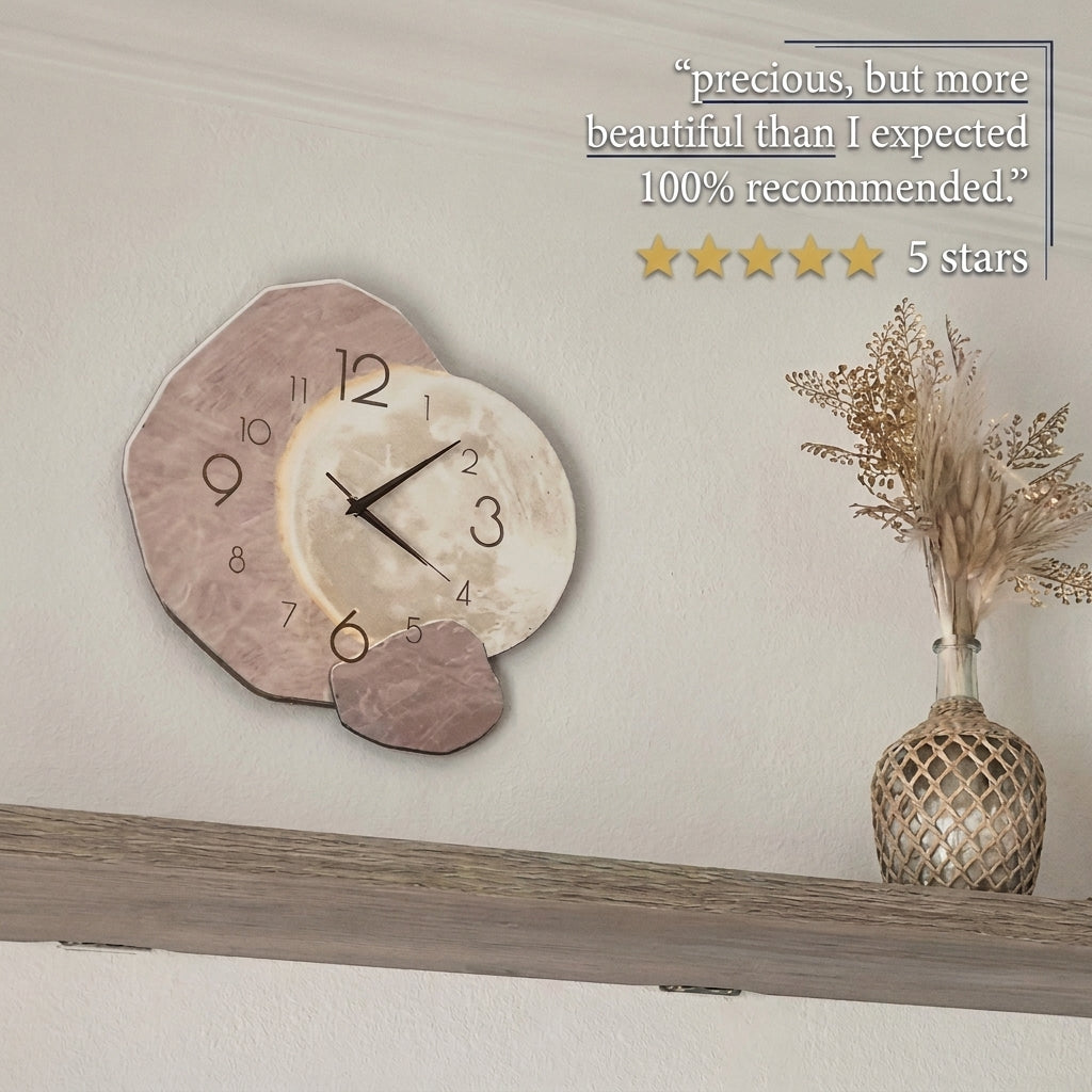 Modern Clock For Living Room Wall Moon Design Silent